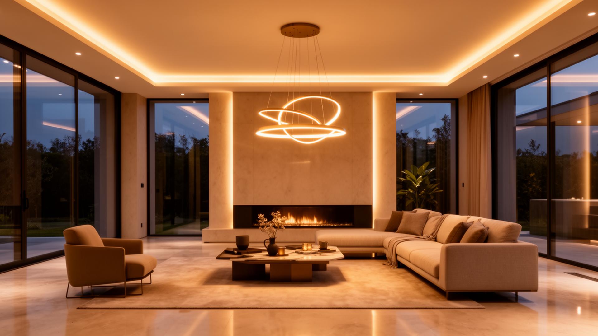 Maison moderne avec éclairage LED — installation LUMICORE