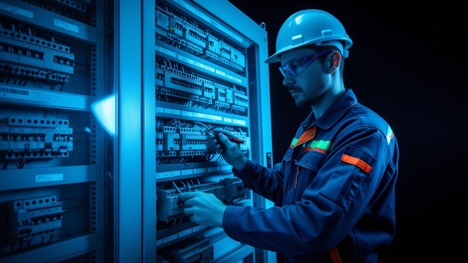 Technicien LUMICORE intervenant sur un TGBT
